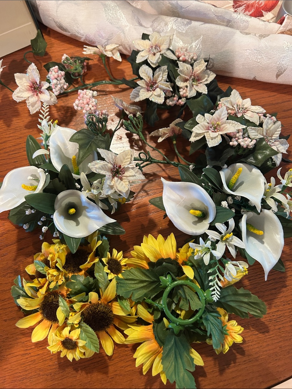 Vintage Assorted Artificial Floral candle rings 1 1/2”